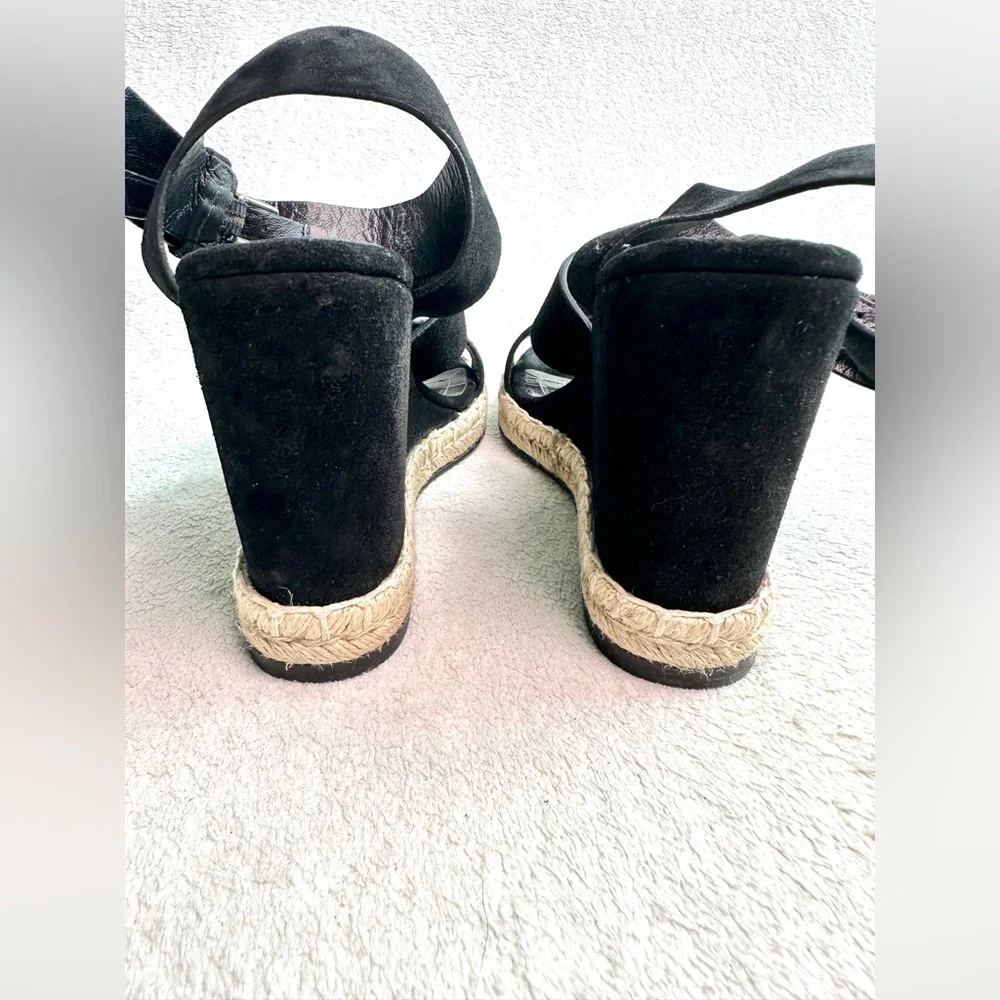EUC Balenciaga Suede Platform Sandals Black sz 7 EU‎ 37 rope track leather wedge